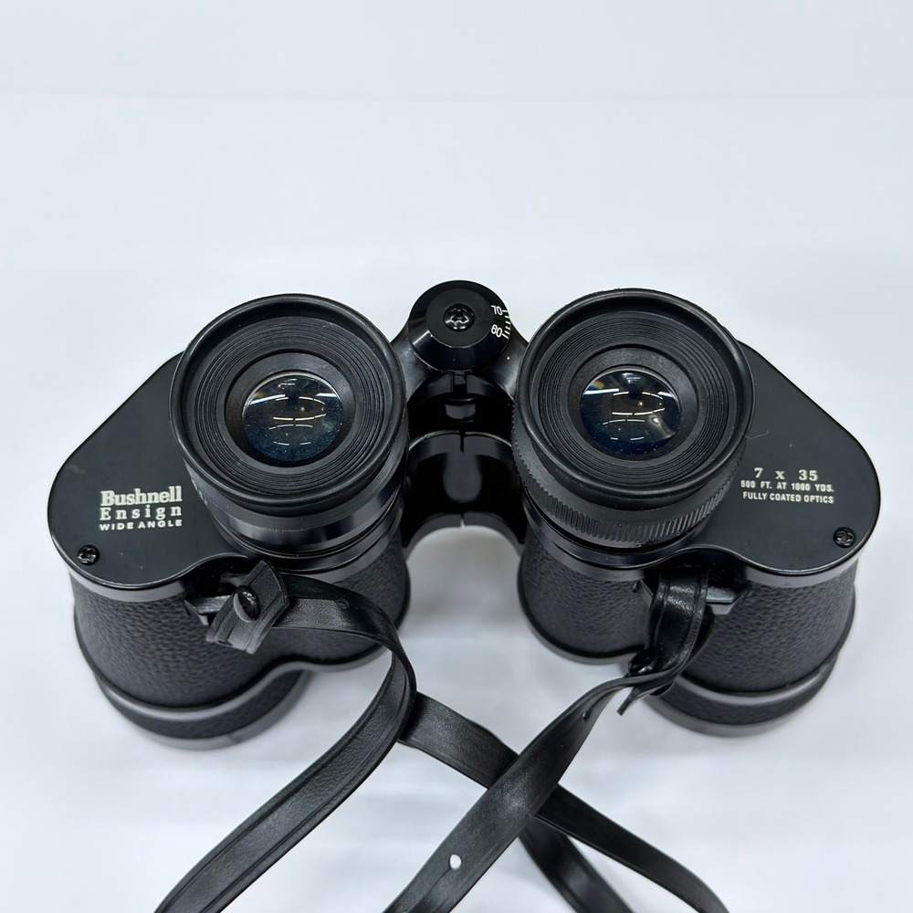 Vtg Bushnell Ensign 7x35 Insta-Focus Wide‎ Angle Binoculars w/ Case Manual Japan